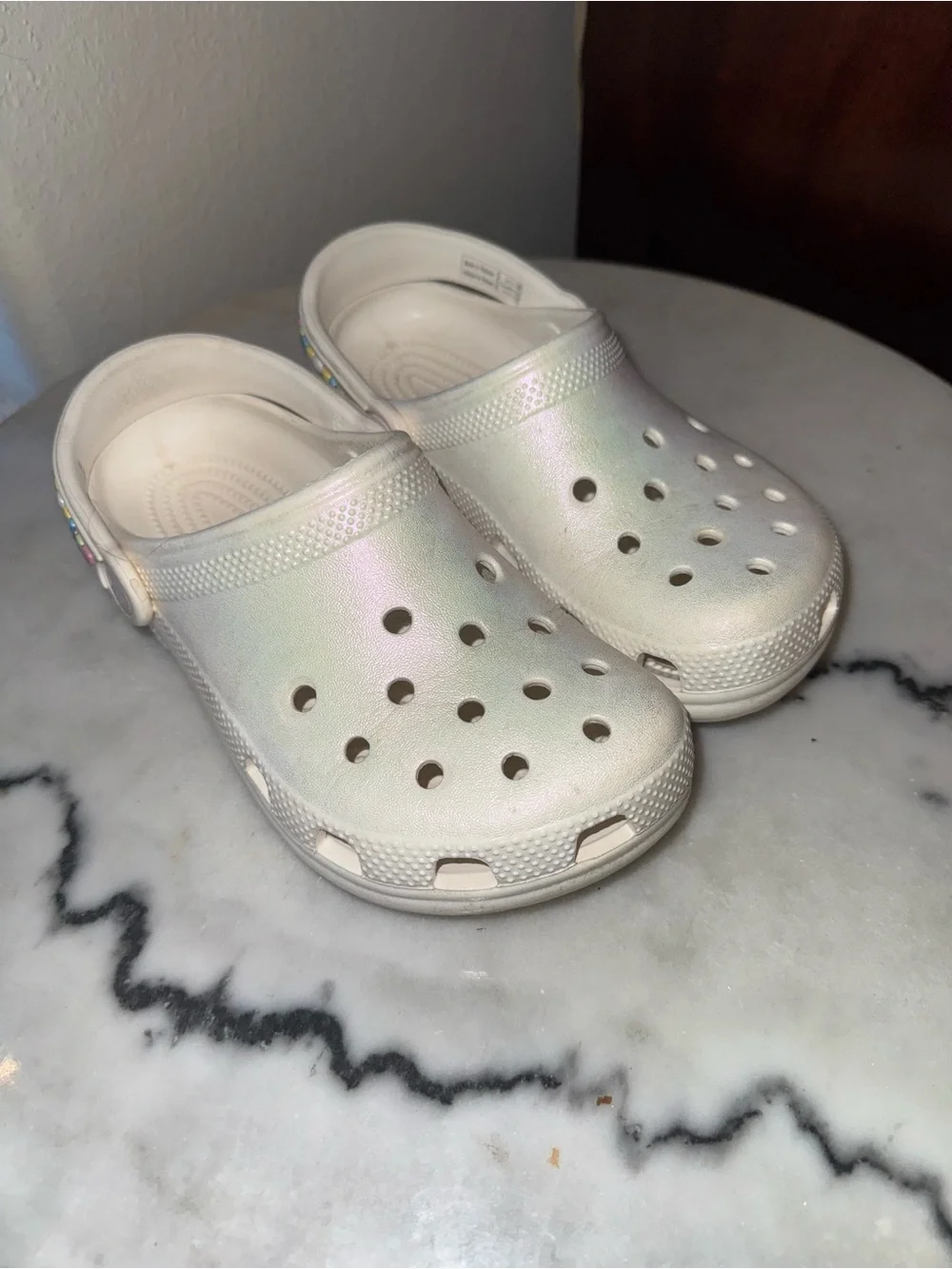 Iridescent White Kids Clog - Lightweight Comfort Shoe